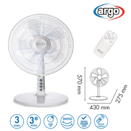 [109.6A398200034] Ventoinha De Mesa Argo Tablo Evo White  5 Pás 40Cm          
