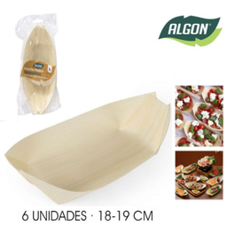 [880.BA01019176438] Pack De 6 Barquitas Madeira 18Cm Biodegradaveis  Algon      