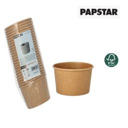 [107.881.88907] 25 Tigelas De Sopa Cartão Castanho 350Ml Ø9,8X7Cm Papstar   