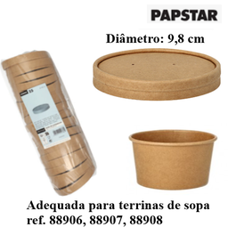 [107.881.88909] 25 Tampas Para Terrina De Sopa Redonda Em Cartão Ø9,8X1,6Cm 