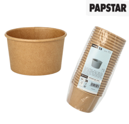 [107.881.88906] 25 Tigelas Redondas De Cartão Castanho 230Ml Ø 9,8X6Cm      