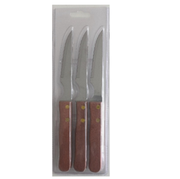 [107.873.411490] Conjunto De 3 Facas Bife Cabo Madeira 11Cm                  
