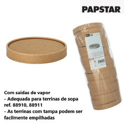[107.881.88912] 25 Tampas Para Tigela Sopa Cartão Redondo Ø11,5X1,6Cm Castan