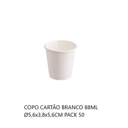 [107.1532600003] Copo Cartão Branco 88Ml Ø5,6X3,8X5,6Cm Pack 50 Unid         