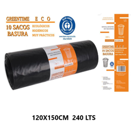 [107.33097120150] Rolo 10 Sacos Lixo Pretos 120X150Cm  240 Lts                