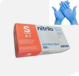 [107.246.GD20BB] Luvas De Nitrilo S/Pó Azul Tam - Pequeno  6-7 100 Unid      