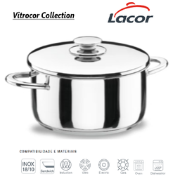 [107.688.40140] Caçarola Alta C/Tampa 40X24,5Cm 30,8 Lts Vitrocor Inox Lacor