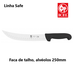 [107.281.3554.25] Faca De Talho C/Alveolos 25Cm Cabo Preto Linha Safe Icel    