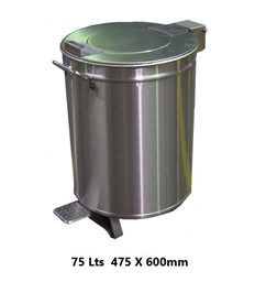 [108.25.P75L] Balde Detritos Inox 75L C/Pedal 475X600                     